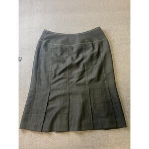 Albert Nipon Gray Pleated A-Line Skirt Women 8 White Stiching